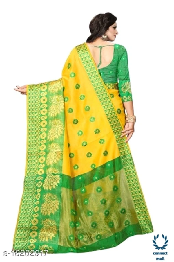 COTTON BASED JACQUARD SAREES - Saree Length Size-5.5m Blouse Length Size-0.8, Cotton silk, Zari Woves, pack of:1